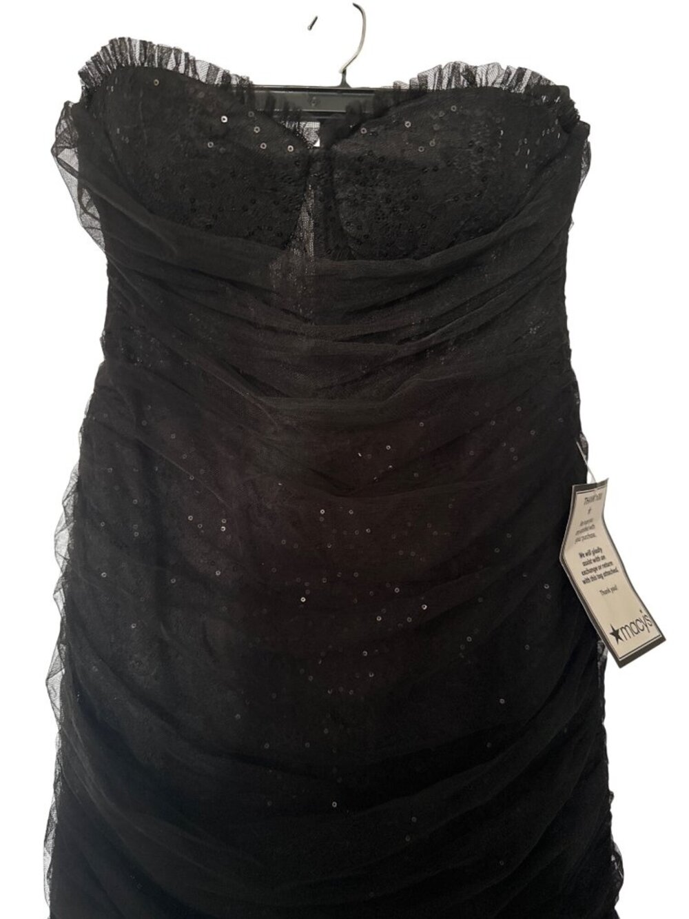 NWT Betsy & Adam Sequined Lace Corset Gown Black Size 12 - Picture 10 of 11